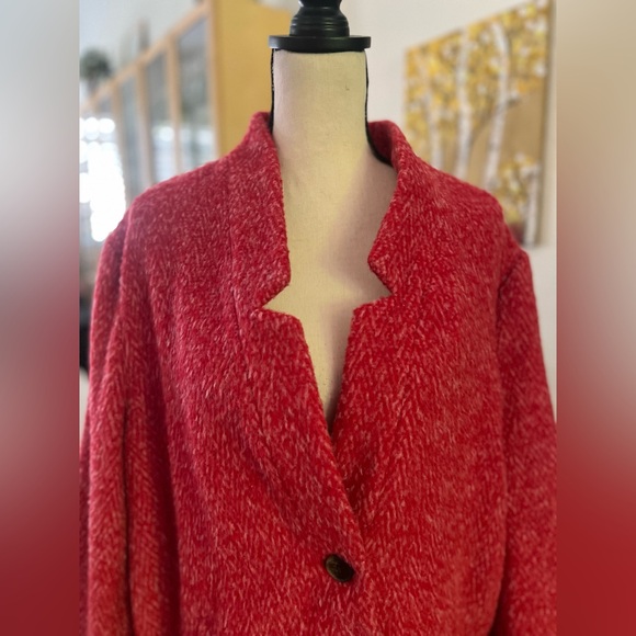 Old Navy - red & pink wool blend coat - Picture 2 of 10